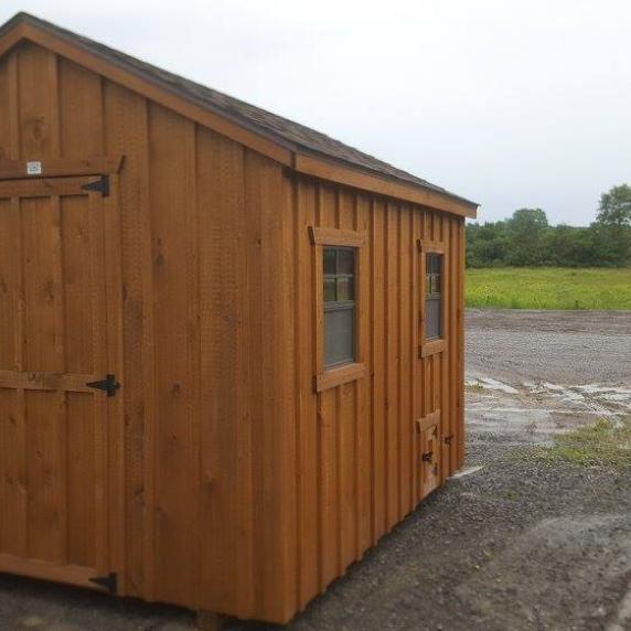 8x10 Stained Board and Batten Chicken Coop A-Frame style